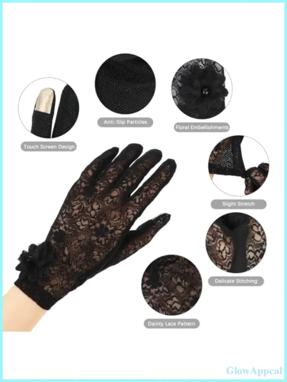 Set of 5 Women's Accessories: Lace Gloves, Feather Hat, Veil for Tea Parties &
